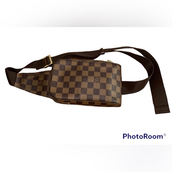 LOUIS VUITTON DAMIER EBENE
BROWN CANVAS GERONIMOS BAG - Picture 1 of 8